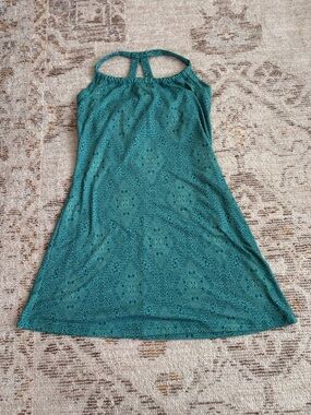 Prana Teal Patterned Halter Mini Dress